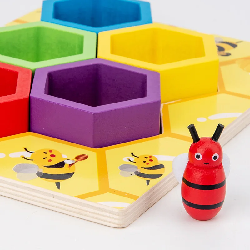 wholesale custom Education toys Wooden clip bee hive game Brain Development Educational Match Game Toys
