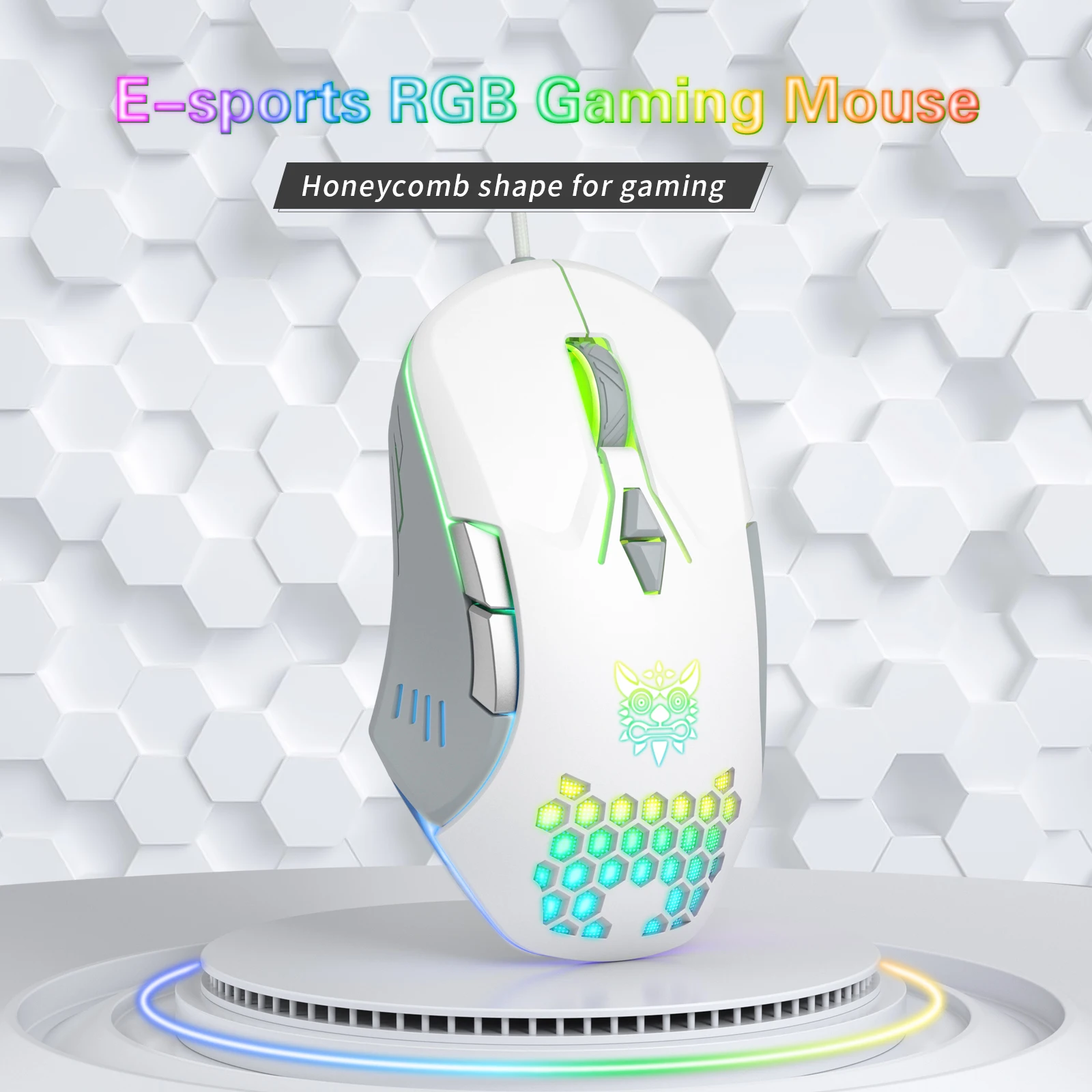 Onikuma Cw902 Simple Wired Usb Mouse White Gaming 3600 Dpi Computer Wired Mouse Brands Custom Logo Cheap Gaming Mouse