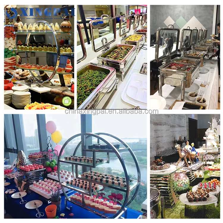 XINGPAI commercial restaurant equipment buffet food warmer 4 L stainless steel cheffing dish with glass lid