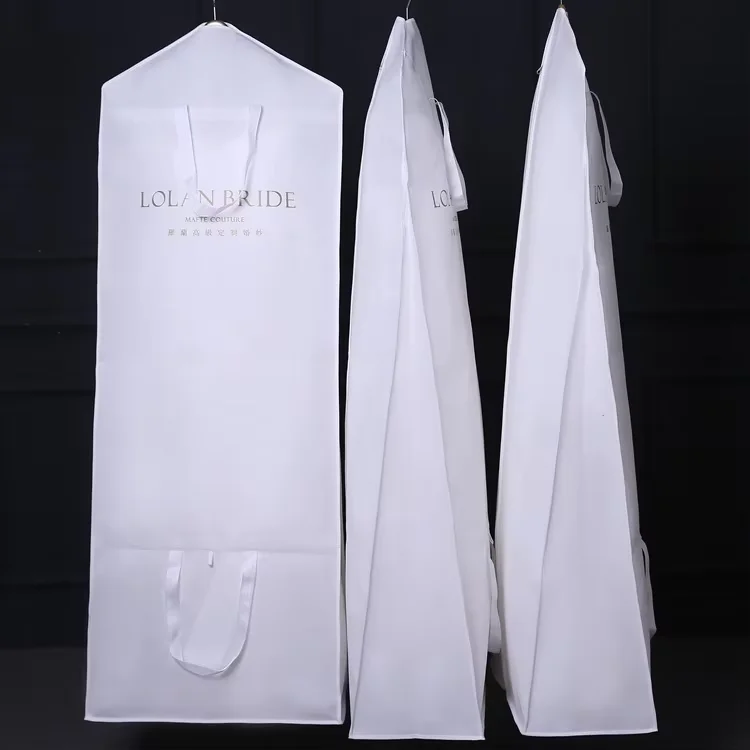 Custom Logo Portable Foldable Bridal Dust Long Wedding Dress Cover Suit Garment Bag for Storage