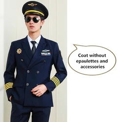Navy Blue Double Breasted Airline Pilot CaptainUniform for Men