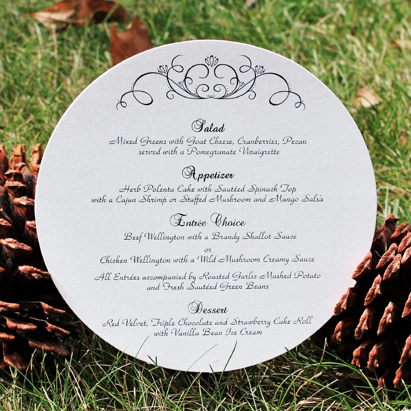 Custom printing paper round shape table menu card