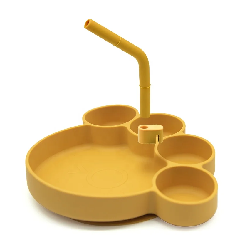 New Arrival Bpa Free Bear Paw Design Anti-Slip Eating Training Food Grade Kids Dish Feeding Toddler Plate Silicone Baby Bowl