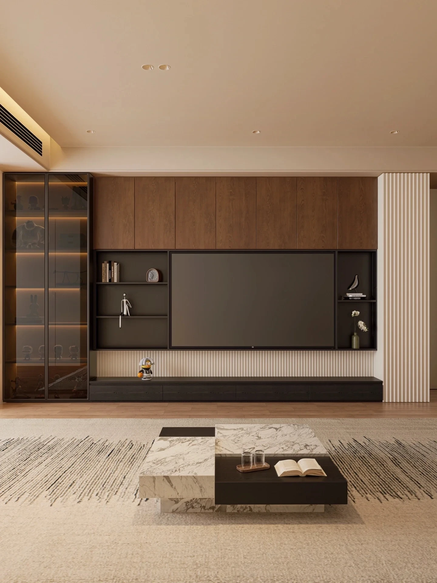 Southeast Asia Style Grey Hotel Bedroom Furniture Villa\Living Room Custom MDF Latest Cabinet Living Room