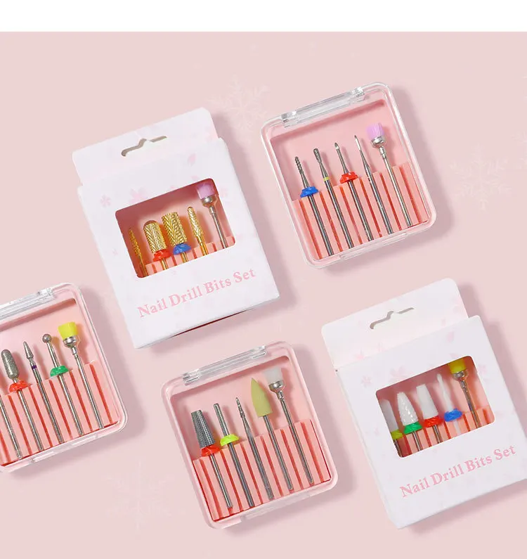 Cross-border new Christmas grinding head set manicure tungsten steel grinding head straight groove teeth two-way nail remover po