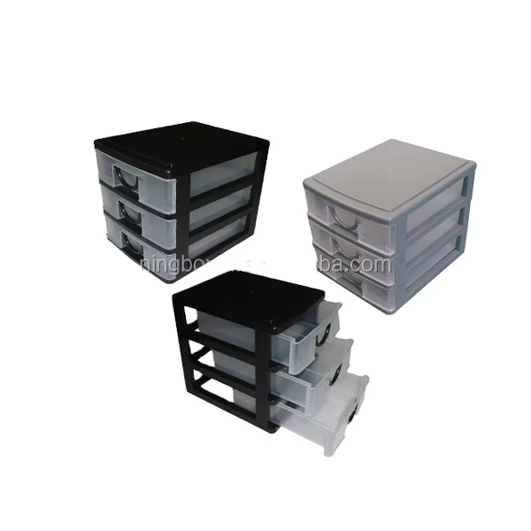 3 drawers foldable plastic storage box
