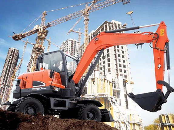 Новый DX60W мини колесный экскаватор 6 тонн землеройная машина