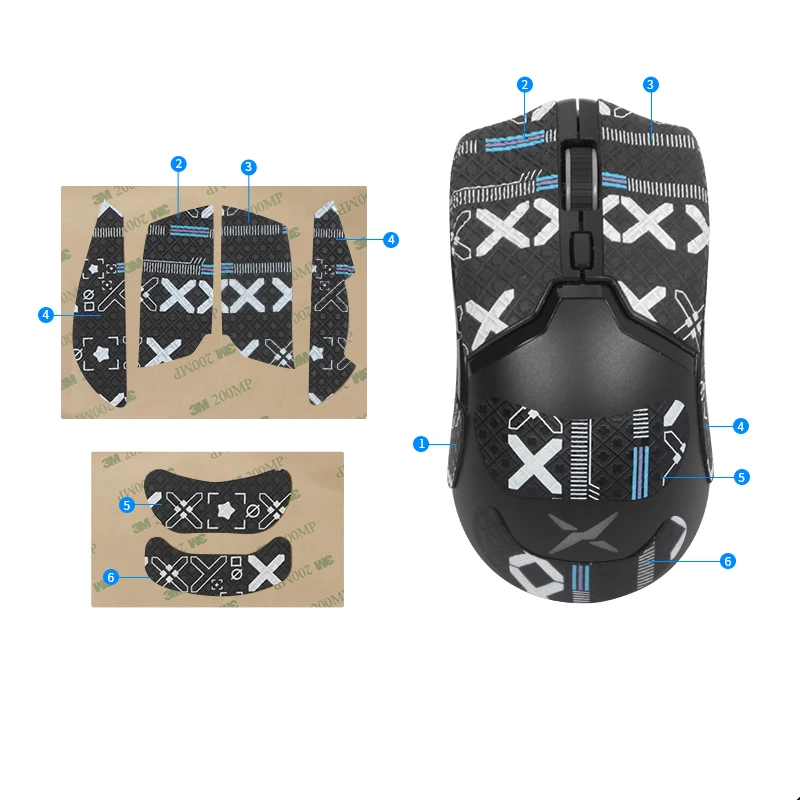 Printed Suede Full / Half Mice Sticker Anti-Slip Mouse Sticker for DELUX M800 gaming mouse