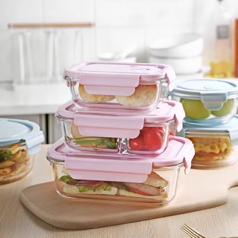 Sample Available Lunchbox Pink And Aqua Blue Food Grade Separated Stackable Portable Korean Kitchen Lunch Boxes