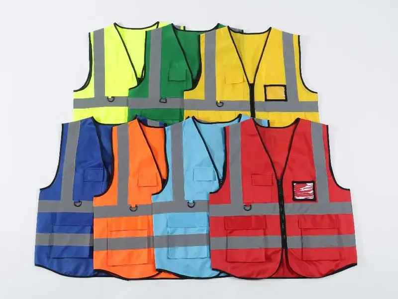 High Visibility Adjustable Safety Jacket Vest Mens Security Vest Traffic Reflective Polyester Led Vest With Custom Logo