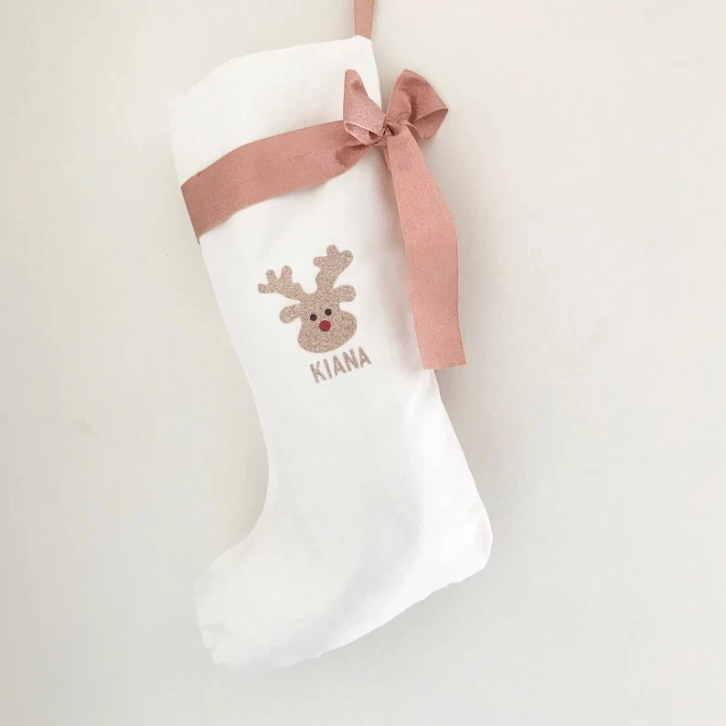 Christmas Gift Socks White Santa Stocking Blank Glitter Candy Storage Bag Festival Decoration Supplies Christmas Stocking