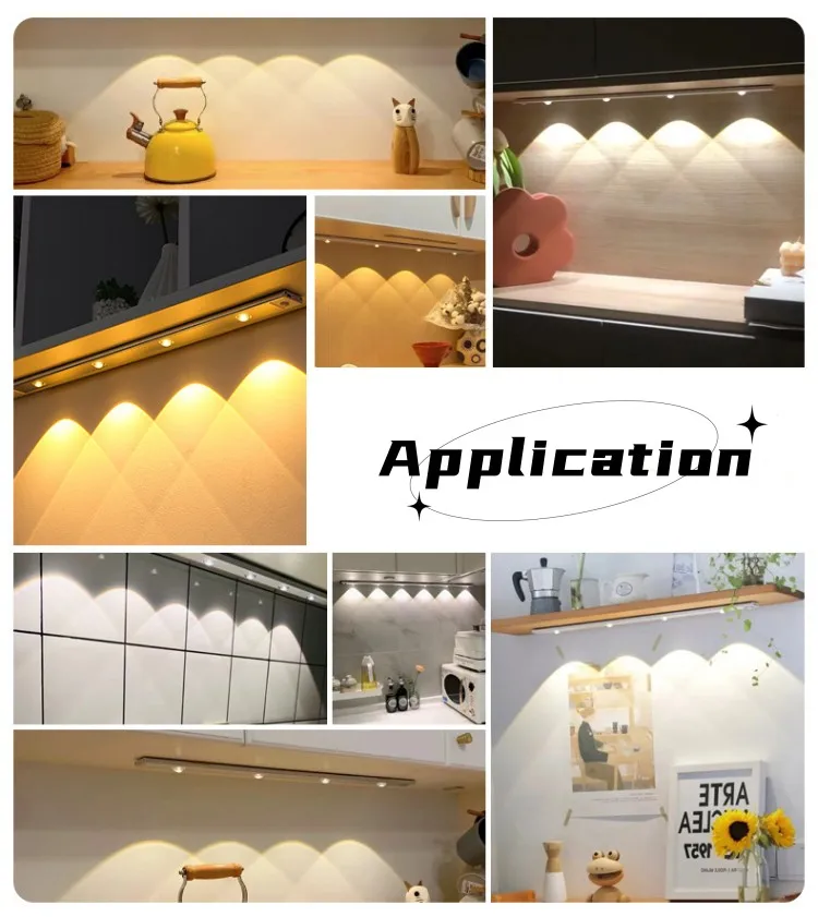 Zhihui Factory Price Human Body Induction Magnetic Usb Rechargeable Multi-Color Led Lights Kitchen Under Cabinet Lighting
