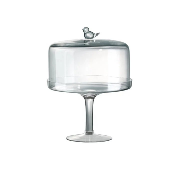 Pedestal songbird rotating crystaled glass cake stand with dome.jpg