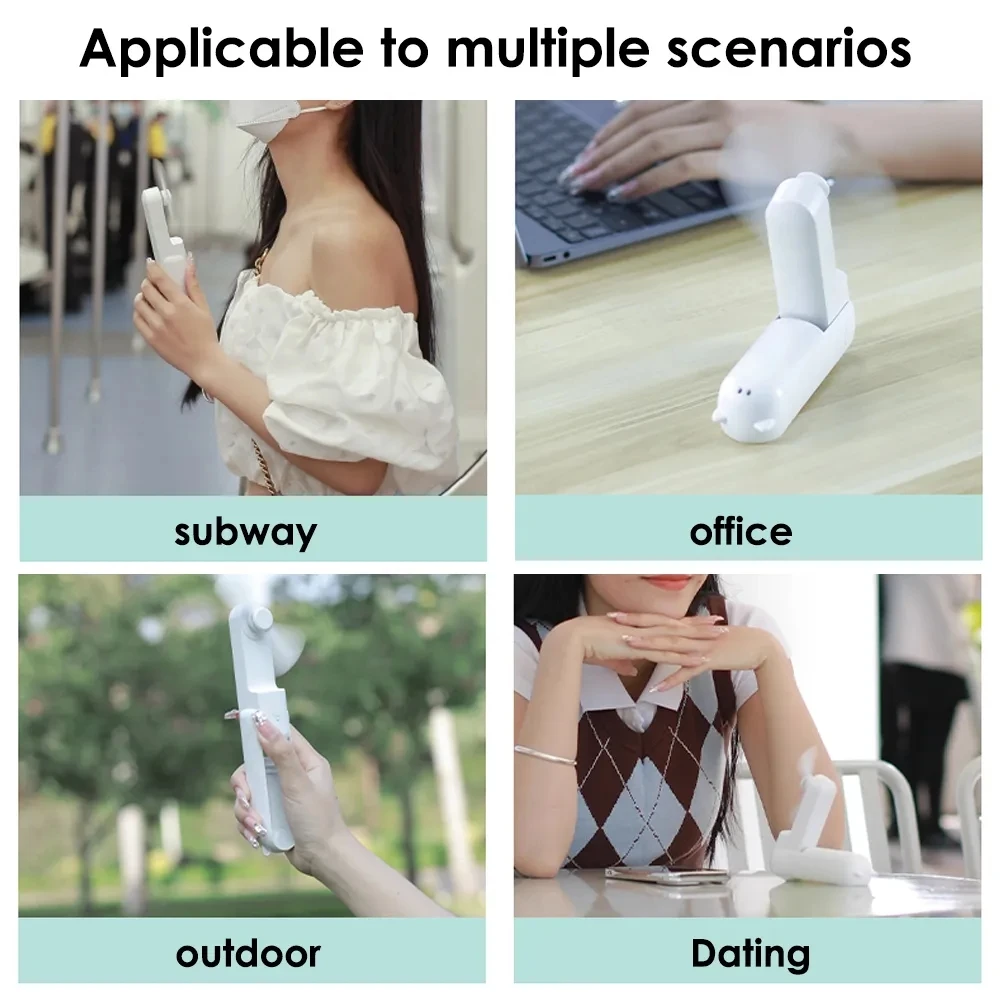 Hot Sale Handheld Mini Fan 3 IN 1  USB Rechargeable Small Pocket Fan with Power Bank Flashlight Portable Fan