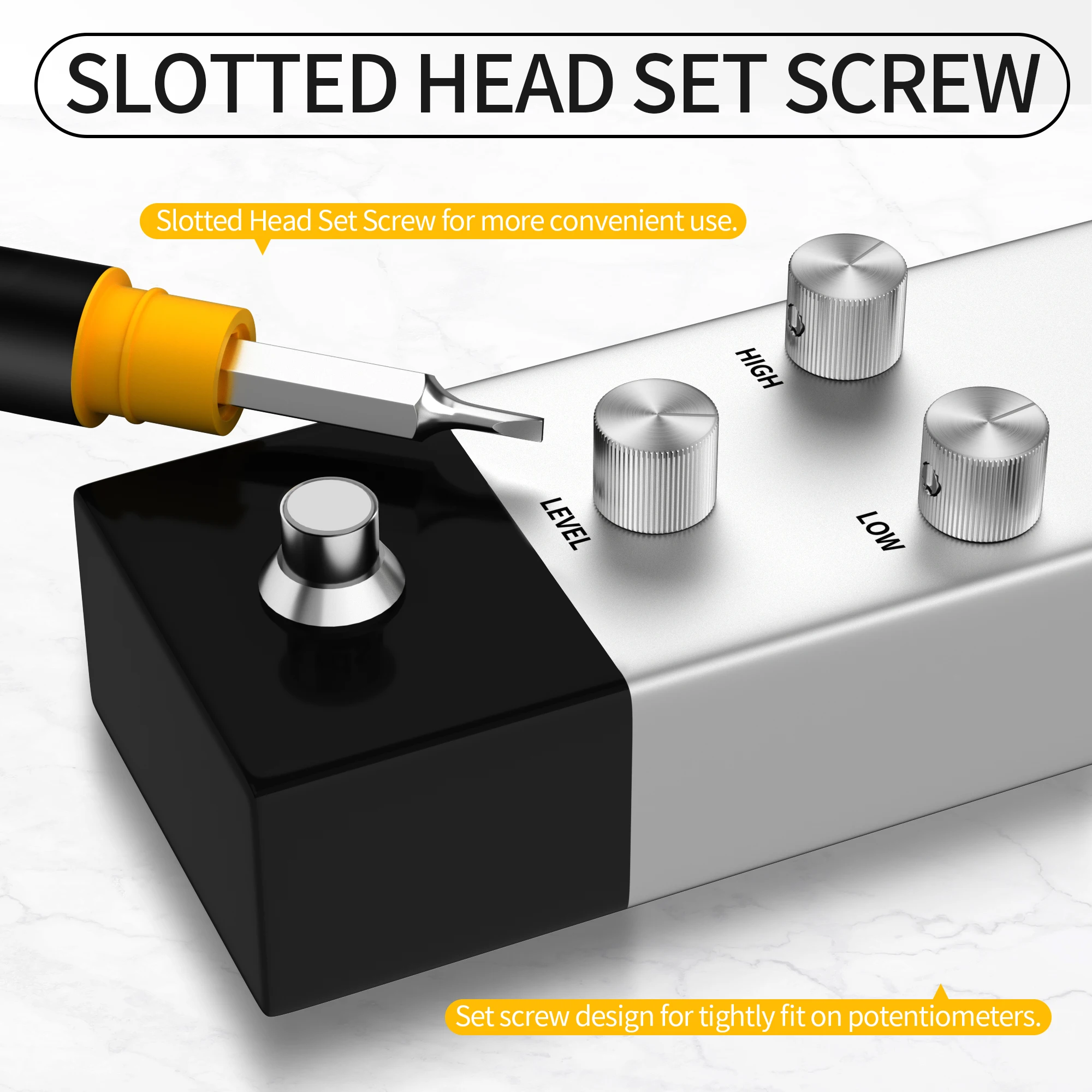 15MMX12.5MM Silver Color Aluminum Volume Potentiometer Control Audio Knob Guitar Pedal with 6.35mm Shaft Hole Diameter