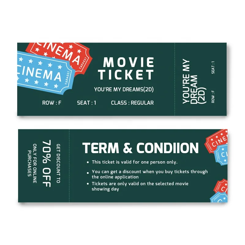 New Arrival Printing Custom DIY Event Tickets Entrance Ticket for Concert/Movie/Theatre Scratch Off Card Thick Surprise Coupon