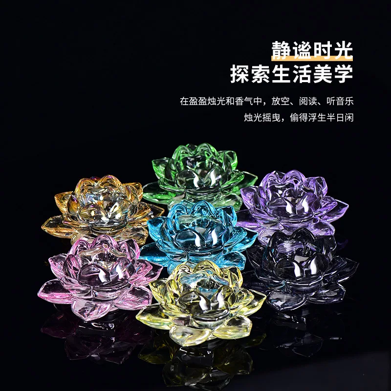 Glass Crafts Decoration Candle Holder Fashion Home Decoration Lotus Candle Holder Creative Buddha Lamp Candle Holder