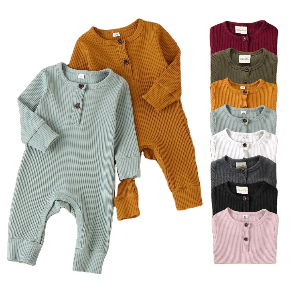 
New baby clothes ribbed romper baby onesie spring and autumn long sleeve wholesale price 