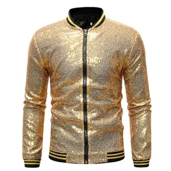 Mens Plus Size Loose Sequin Dance Dress Zip Cardigan Jacket