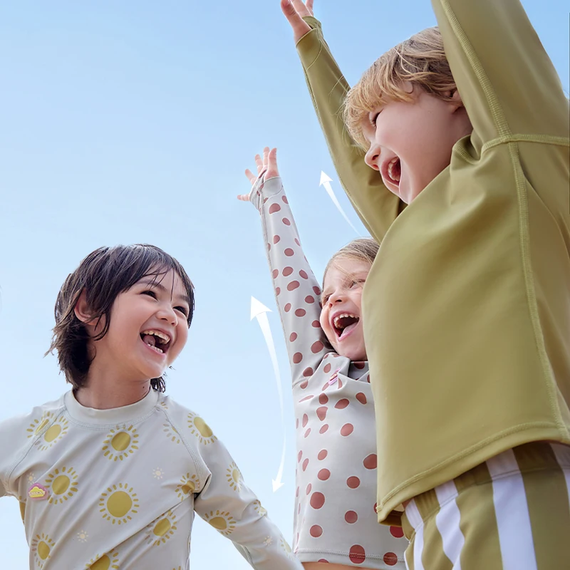 KOCOTREE New Cute Children Two Pieces Swimsuit UV Protection Long Sleeved Split Kids Swimwear for Beach Pool Summer