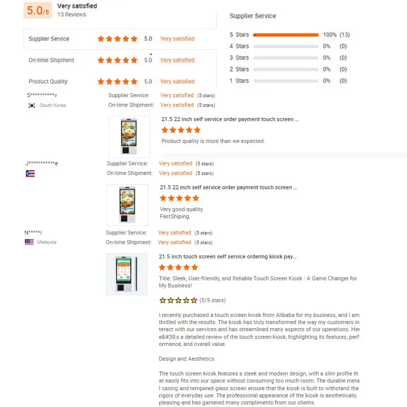 Touchwo 15.6 21.5 23.8 27 32 inch android touchscreen self checkout kiosk market self service machine with printer