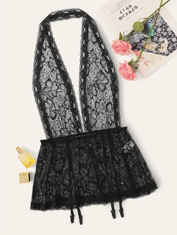 Joyhub wholesale fashion sexy hot young girl European and American underwear plain v shape lace hollow out flowers lingerie