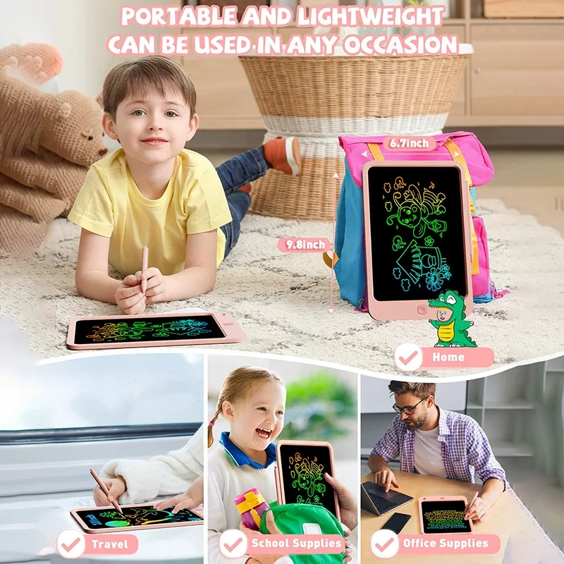 Creative Drawing Fun For Kids Educational Car Trip Toys Colorful Electronic Drawing Pads 10 Inch LCD Writing Tablet Doodle Board