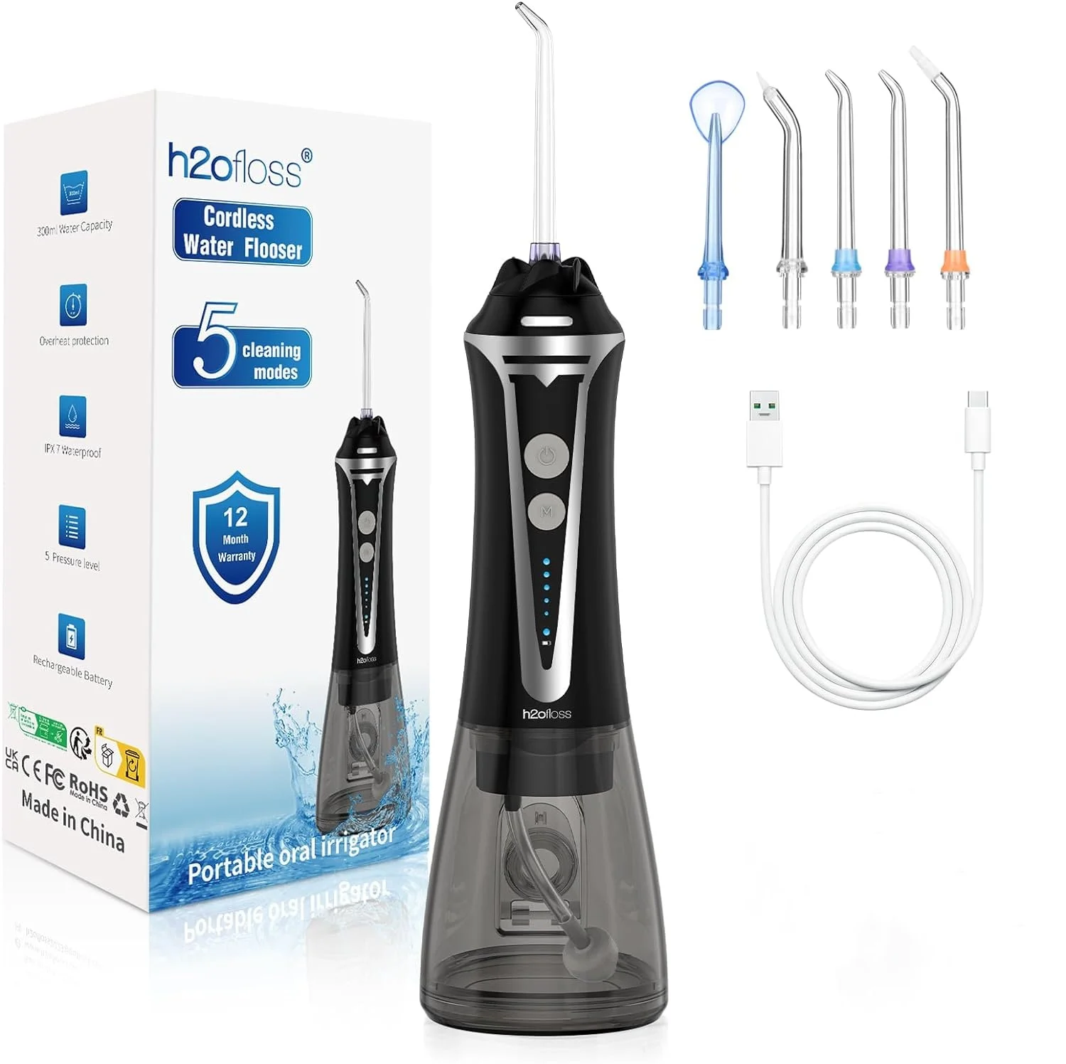 H2ofloss 2500 мАч портативный IPX7 и 300 мл водяной нити беспроводной Стоматологический Ирригатор для полости рта очиститель зубов