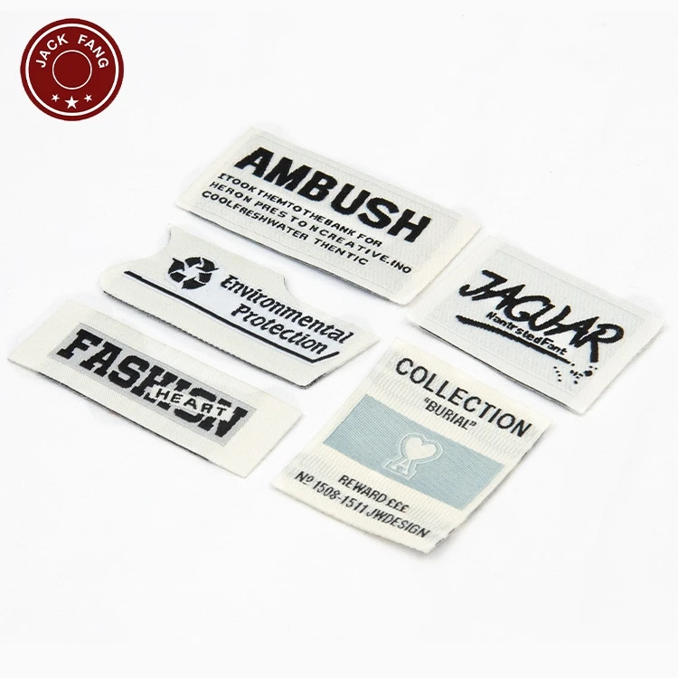 Factory Price Damask Satin Brand Tags Logo Tag Etiquette Personalise Orange Embossed Satin Soft Neck Tag Labels Woven Label