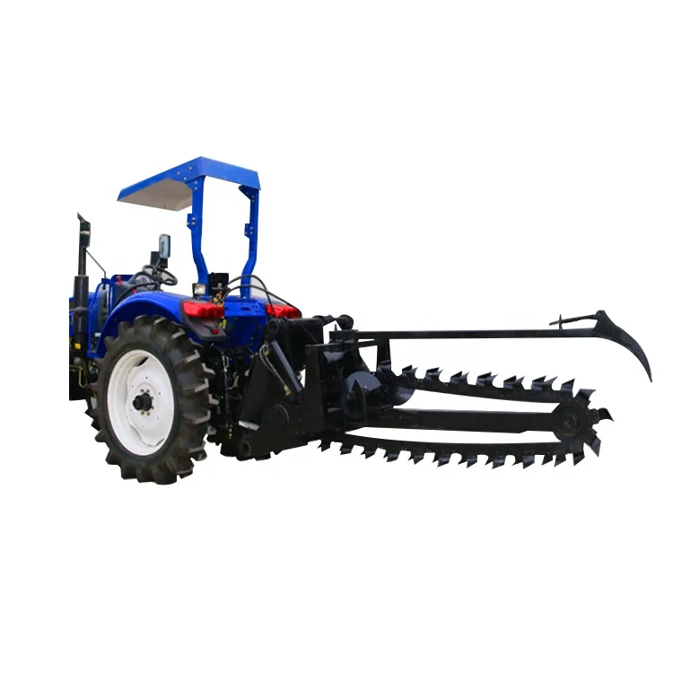 Tractor mounted trencher with pto driven pipeline chain ditcher mini chainsaw track trenching for sale