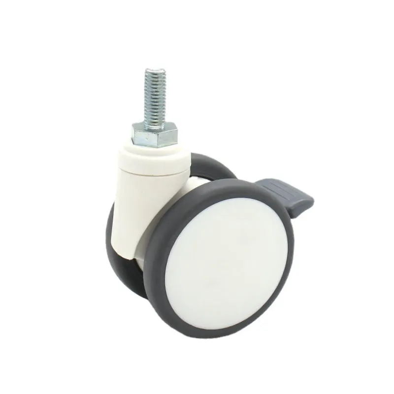 PU Silent Universal Polyurethane Brake Caster Double Disc Wheel Monitor Computer Handcart Silent Wheel