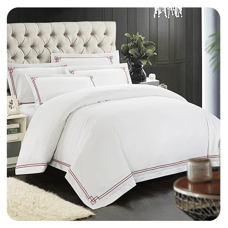 wholesale hotel white 100%  egyptian cotton fabric fitted double bed sheets sets  bedding  set   luxury  king size 6 pieces