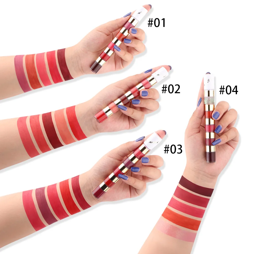 CmaaDu 5 in 1 Lip Gloss Kit Makeup Matte Lips Cosmetic Long Lasting Waterproof Velvet Liquid Lipstick Sexy Tint