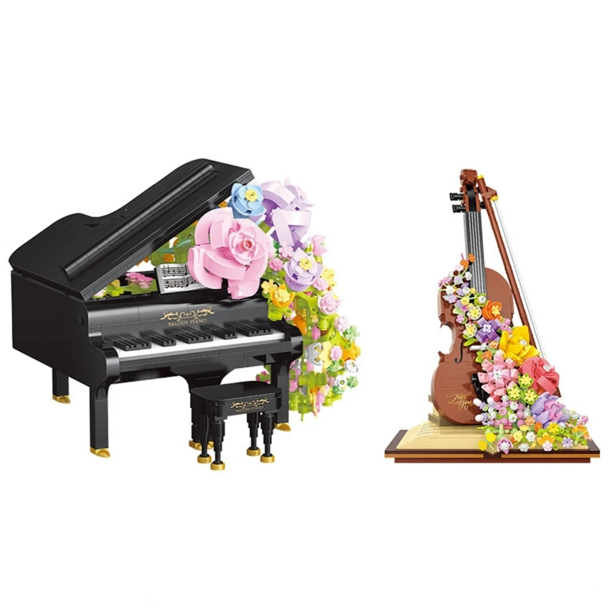 21194 21228 piano violin model preserved flower creative Decoration Building Block Plastic Toy gift for girls kids boys