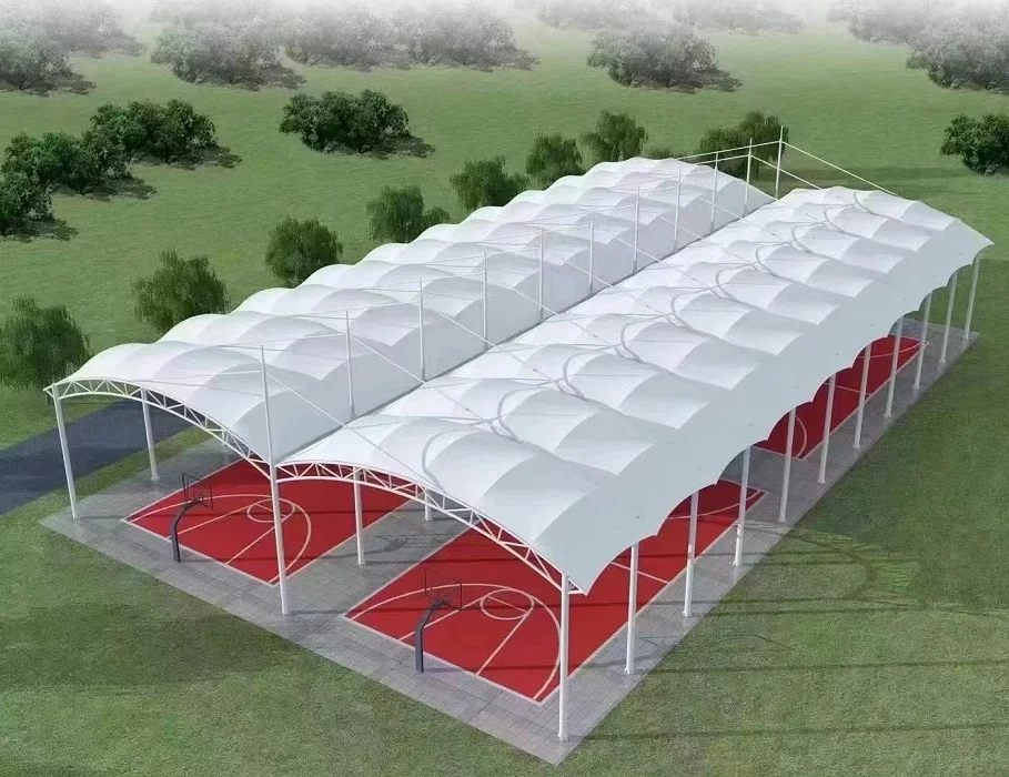Carpa cancha baloncesto outdoor basketball soccer membrane structural shade roof design of stadium tent for basketball court