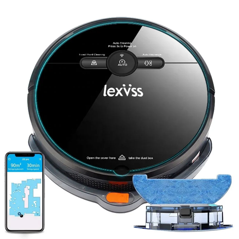 
Lexvss Logo Custom 1800pa Lavapav Industrial Vacuum Cleaner Robot Uv Home Use Mop Floor Carpet Robot Vacuum Cleaner for Pet Hair 