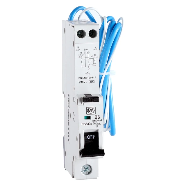 MK SENTRY Hot Sale Residual Current Circuit Breaker  6A 230V B CURVE 30MA TYPE A SINGLE MODULE 6KA CE UKCA certification RCBO