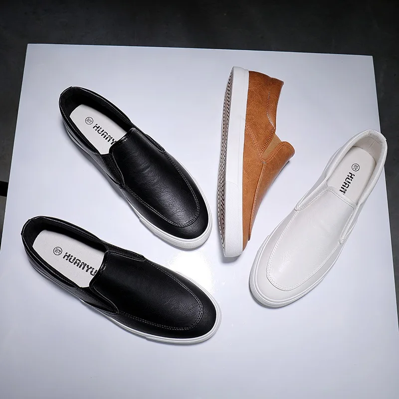 sh11067a British Style slip on shoes men white brown black color casual fashion shoe for men