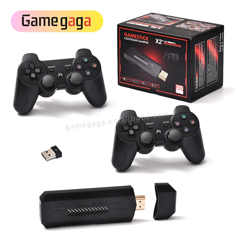 X2 Game Stick 4K GD10 Plus with P3 Rechargeable 2.4G Wireless Gamepad Retro Classic Video Game Console 30000 Games For PSP/N64