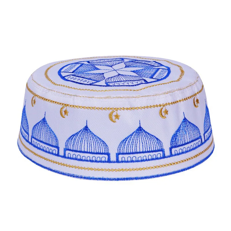 Men Muslim Prayer Kufi Hat Prayer Headwear Skull Cap Embroidery Kofia Islamic Prayer Cap