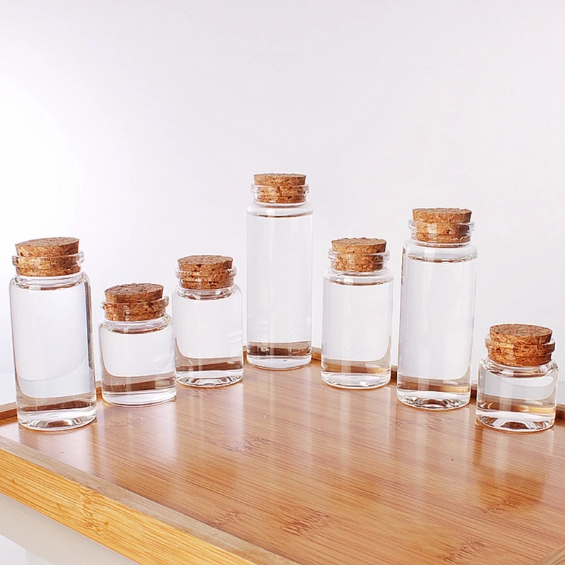 Food Grade Airtight Transparent Glass Canister Storage Jar Glass Tube Food Jar For Herb Spice Tea Container With Wooden Cork