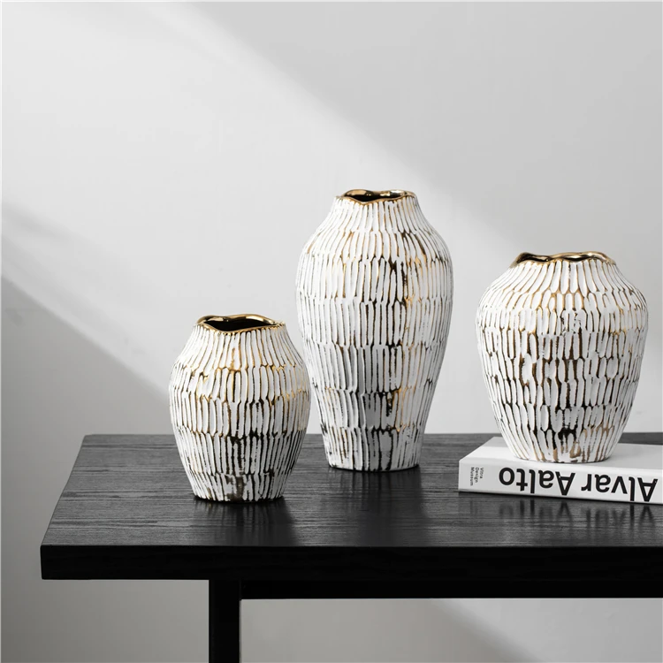 Wedding home decoration tall nordic vase  luxury ornament tabletop ceramic flower vases