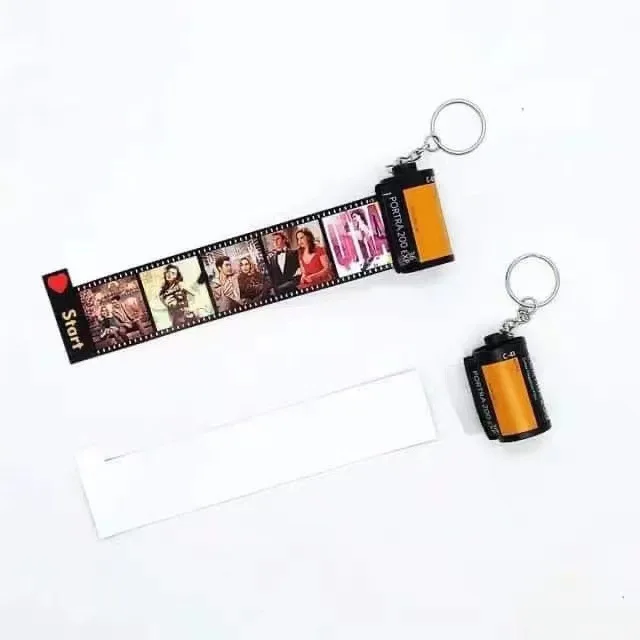 Customizable Photo Film Roll Keychain Camera Film Roll Keychain Reel Album with 10 Photos