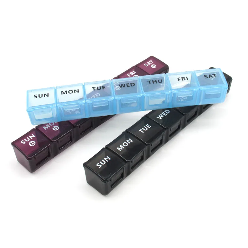 Pill Organizer Pill Box Case Tablet Box PP 7 Days Weekly Plastic One Time a Day 7 Compartment Accept Customized Logo