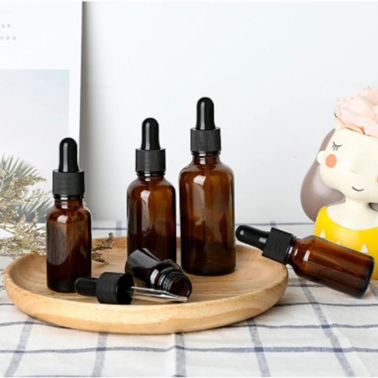 
Amber Glass Essential Oil Aromatherapy Liquid Brown 5-50 Ml Drop for Refill Massage Pipette Bottles 
