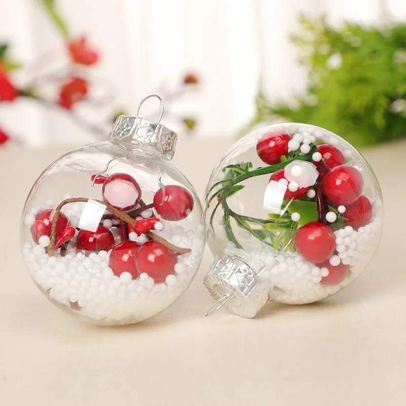2022 Christmas Decoration Transparent Clear Christmas Balls PET Hollow Creative Plastic Christmas Tree Ball Ornaments