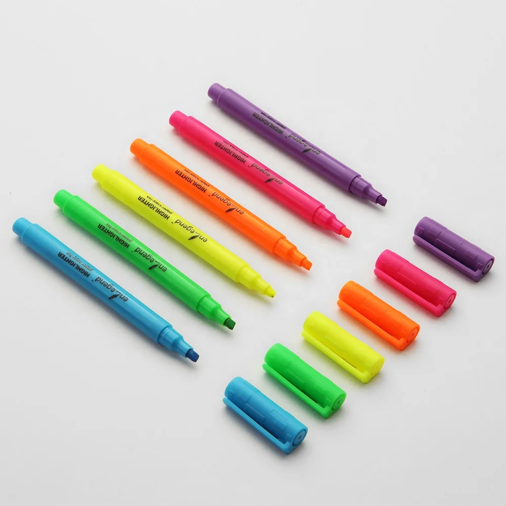 Non-Toxic Pen-Style Highlighter Set  Fluorescent, Vibrant Colors for Safe, Eco-Friendly School Supplies