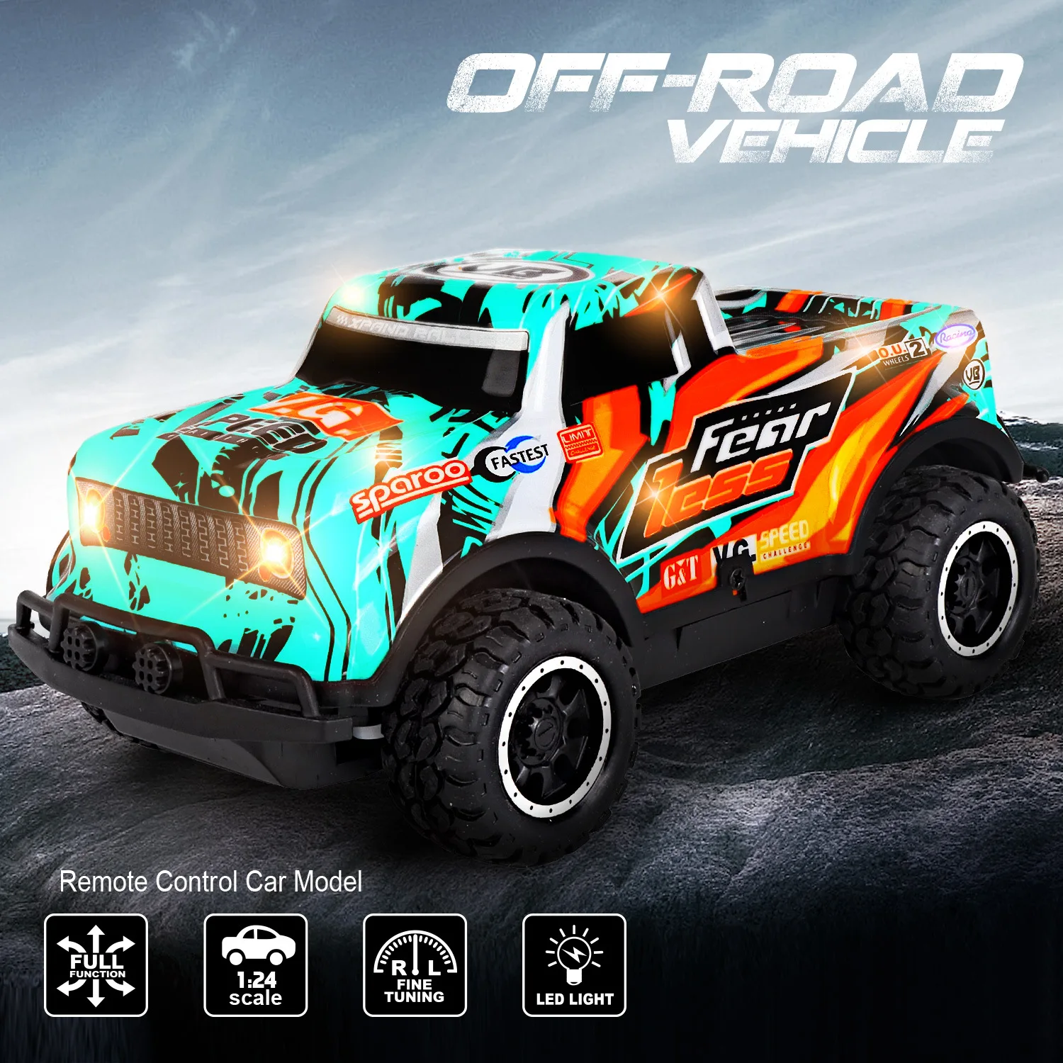 2.4GHz High Speed Monster Truck Remote Control Off Road Rc Cars 1:24 Large Scale Remote Control Truck All Terrain Drift RC Car