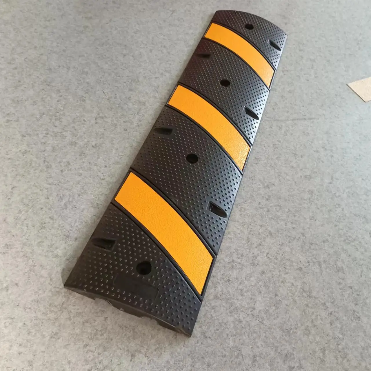 4 Foot Rubber Speed Bumps Humps 2 Channel with Scatter Glass Reflective Yellow