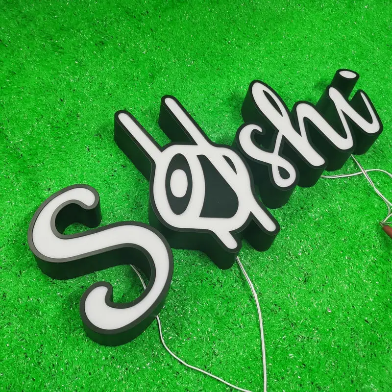 Outdoor led acrylic advertising real estate sign post Resin light letters with brushed stainless steel